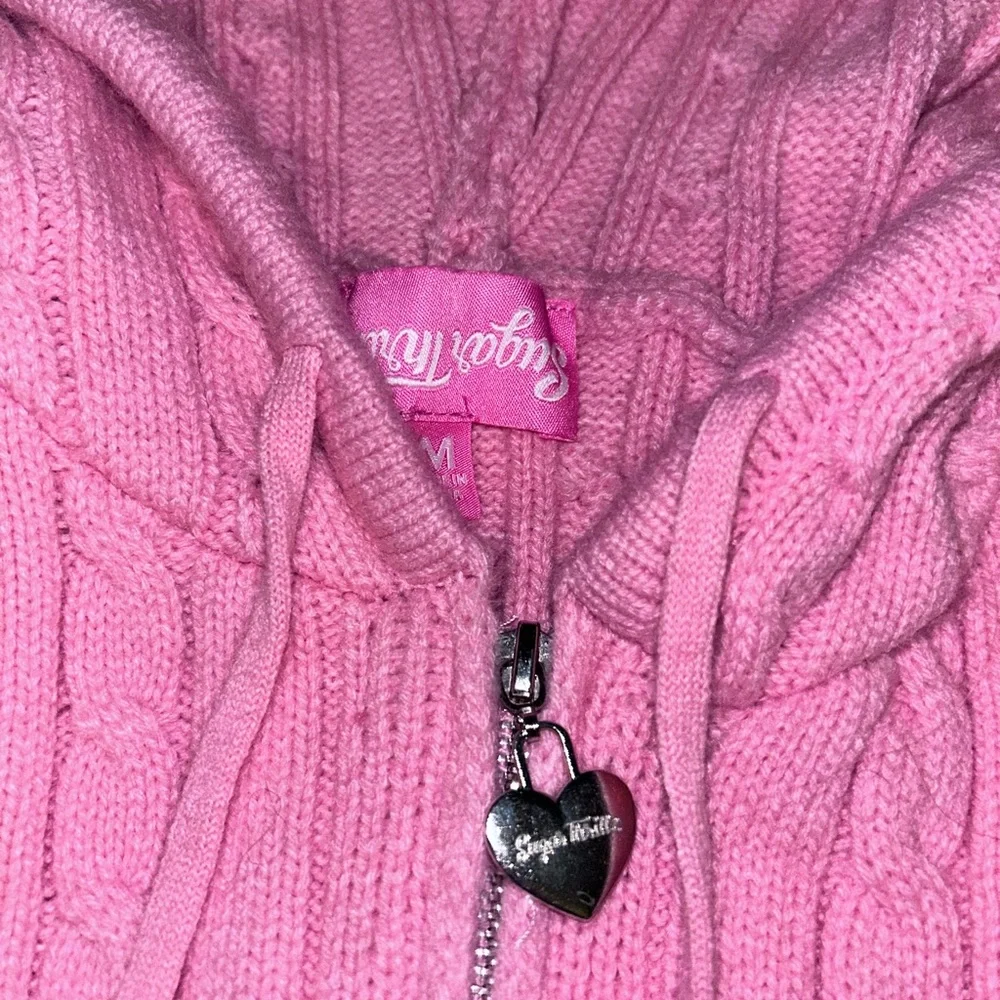 Sugar Thrillz Pink Cable Knit Sweater Romper - Picture 2 of 3